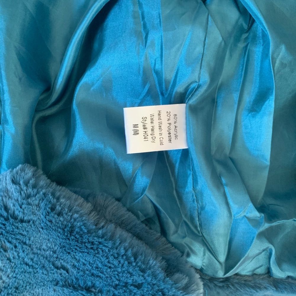 NEW Fuzzy Cropped Fleece Blazer Blue - Picture 7 of 10